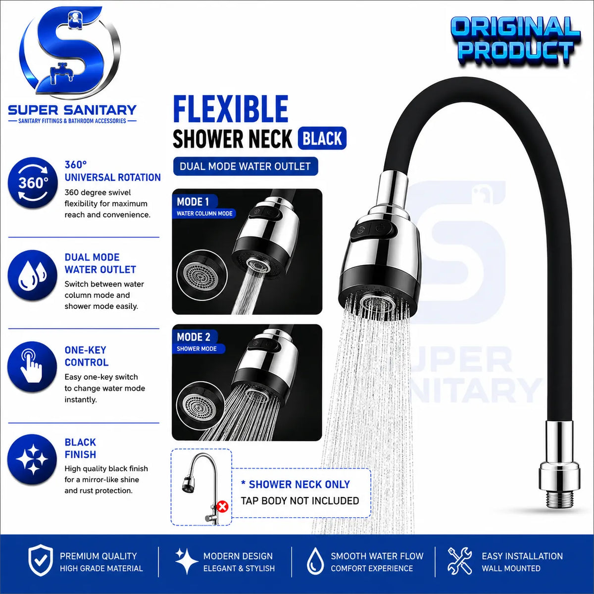 Black & Red Flexible Shower